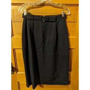 Preston & York Wool Skirt Size 8 Blue Lined Modest Womens Belt